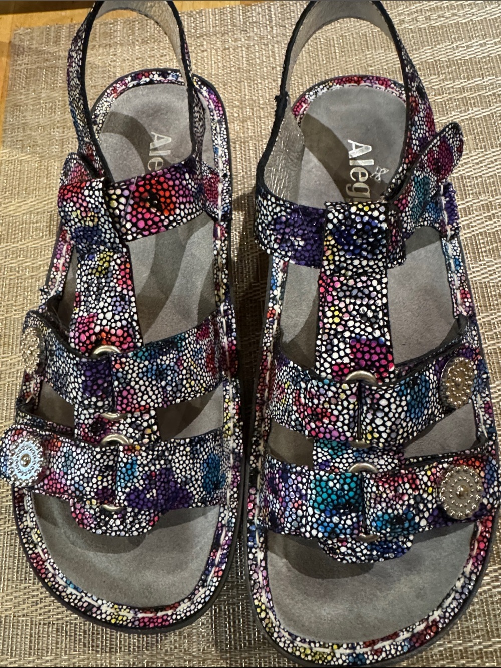 Alegria Kleo 447 Multicolor Dot-Print Strappy Comfort Sandals NWOT